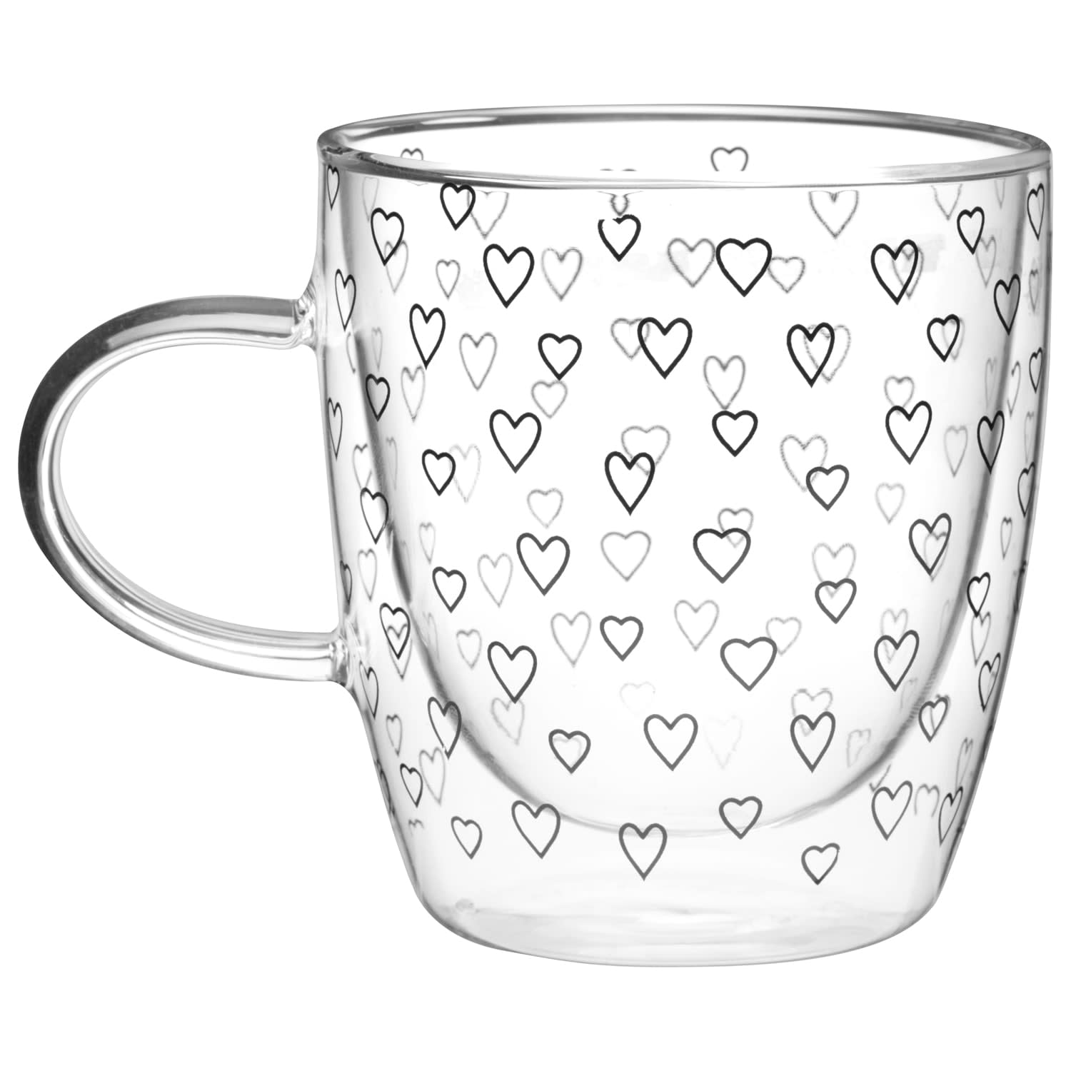 Printed Double Wall Glass Mug Hearts Cups B&M Stores