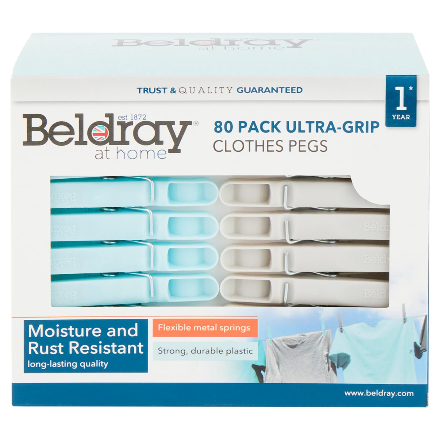 Beldray UltraGrip Clothes Pegs 80pk Laundry Pegs B&M Stores