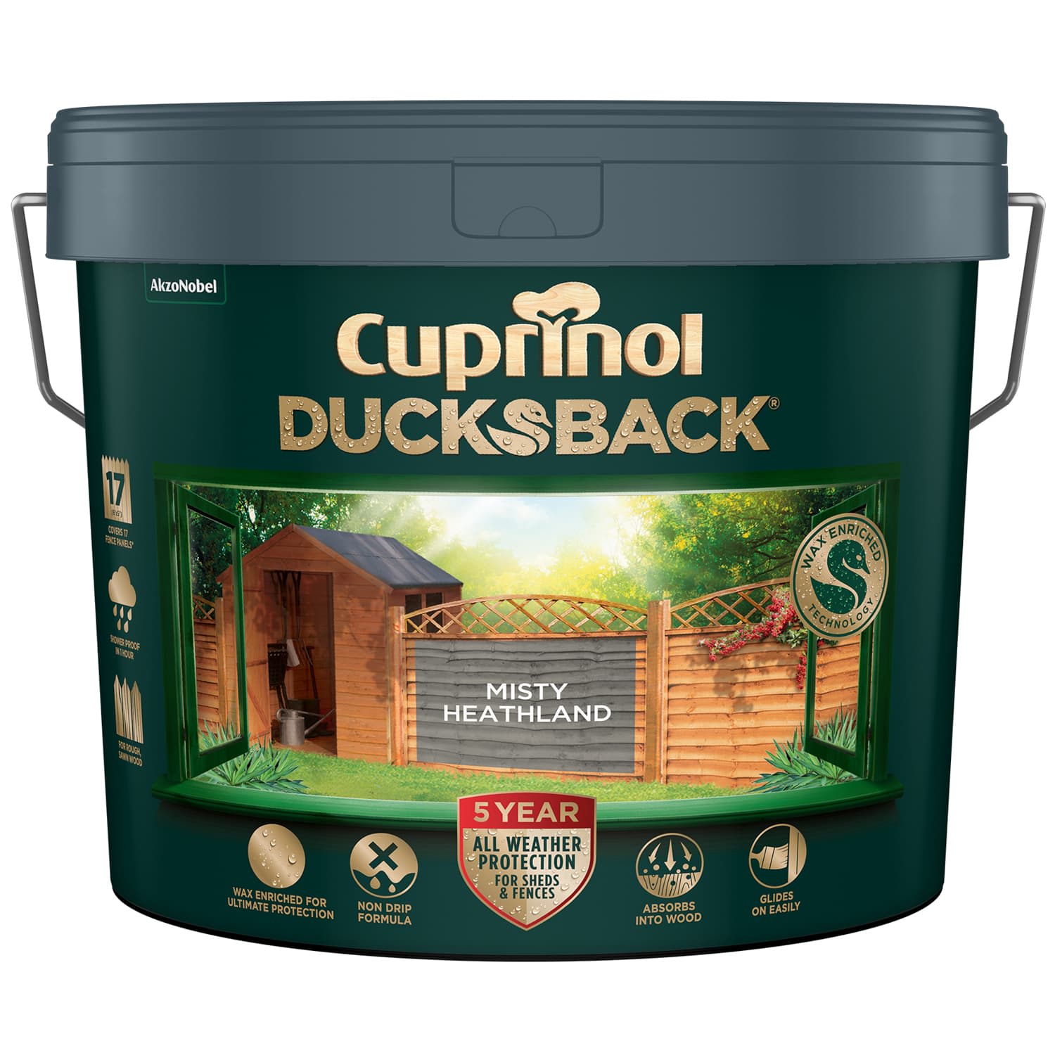 Cuprinol 5 Year Ducksback Misty Heathland 9L Fence Treatment