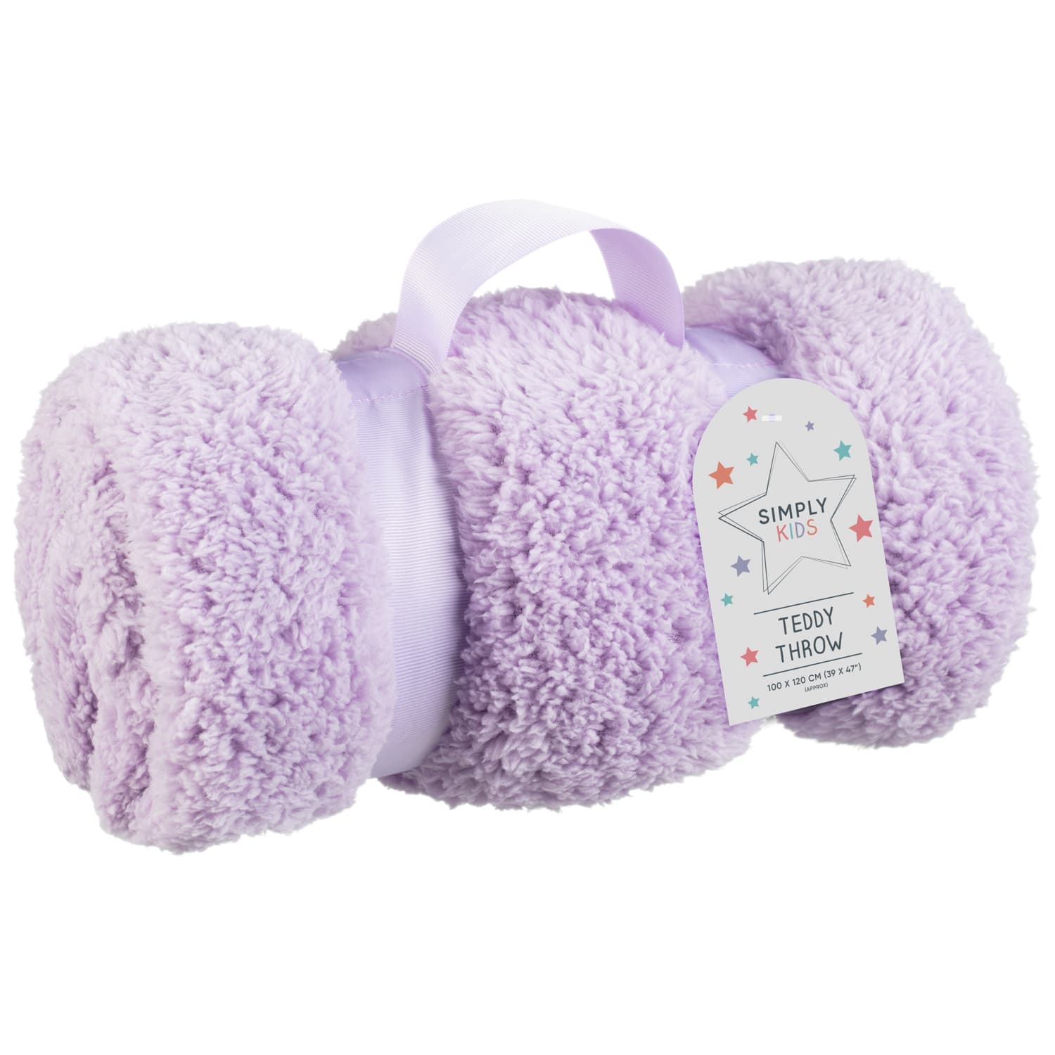 Simply Kids Teddy Throw Lilac Throws B&M Stores