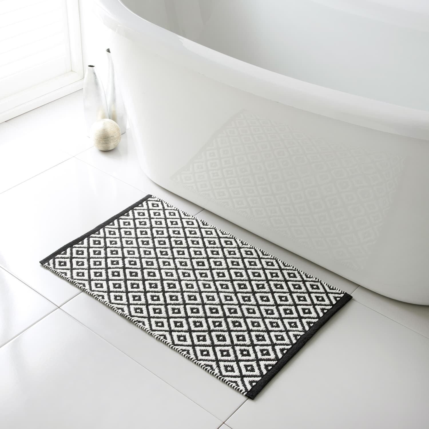 Diamond Woven Bath Mat Black Bath Mat B&M Stores