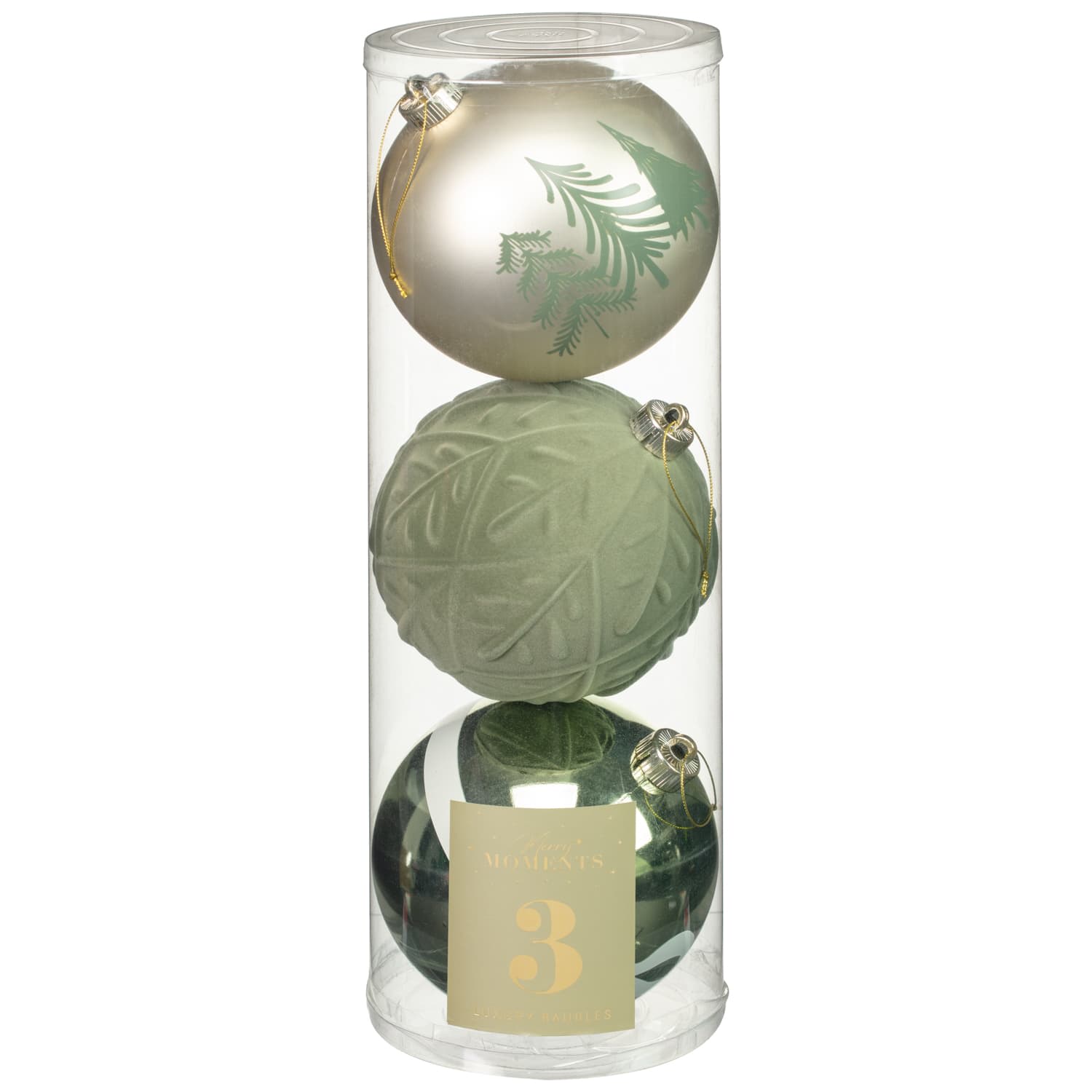 Merry Moments Large Luxury Baubles 3pk - Neutral