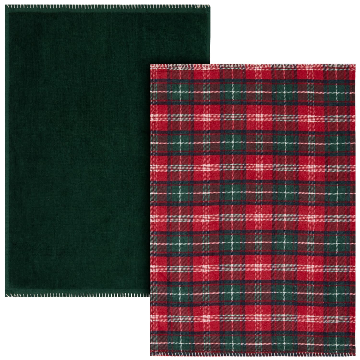 Christmas at Home Velour Tartan Tea Towels 2pk