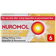 Nuromol Dual Action Pain Relief Tablets 200mg/500mg x6