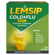 Lemsip Cold & Flu Lemon Paracetamol Sachets X 10s