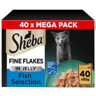 Sheba Fine Flakes in Jelly Mega Pack 40 x 85g - Fish Selection