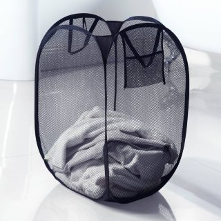 Mesh Pop-Up Laundry Hamper - Black