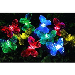 24 Solar LED Butterfly String Lights - Multicolour