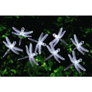 24 Solar LED Dragonfly String Lights - White