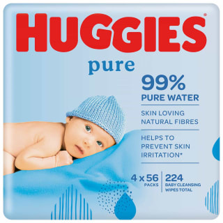 Huggies Pure Baby Wipes 4 x 56pk