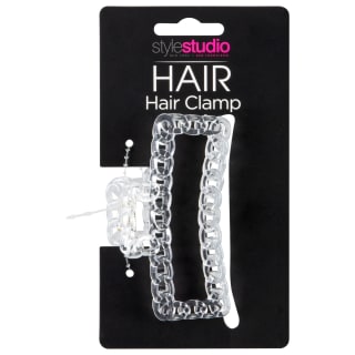 Style Studio Hair Clamp - Retangular Clear Chain Effect