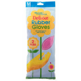 Deluxe Rubber Gloves 2pk - Pink
