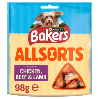 Bakers Allsorts Dog Treats Chicken, Beef & Lamb 98g