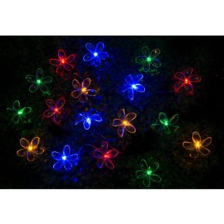 24 Solar LED Flower String Lights - Multicolour