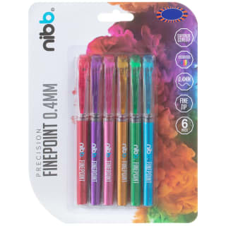 NIBB Finepoint Pens 6pk - Assorted