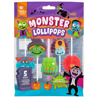 Tricky Treats Monster Lollipops 5pk - Strawberry