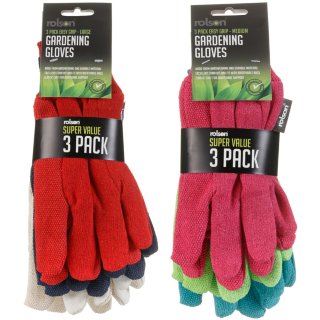 Rolson Gardening Gloves 3pk