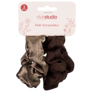 Style Studio Hair Scrunchies 2pk - Brown 