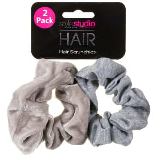Style Studio Hair Scrunchies 2pk - Grey
