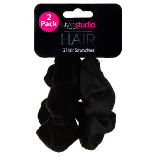 Style Studio Hair Scrunchies 2pk - Black