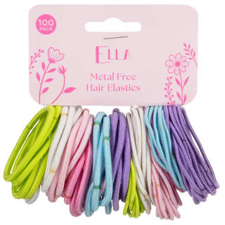 Metal Free Hair Elastics 100pk - Multicolour