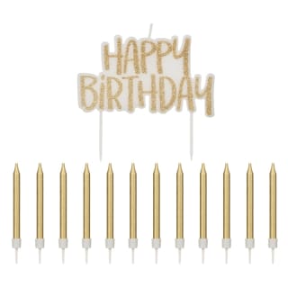 Happy Birthday Candles Set 25pc - Gold