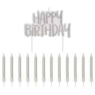 Happy Birthday Candles Set 25pc - Silver