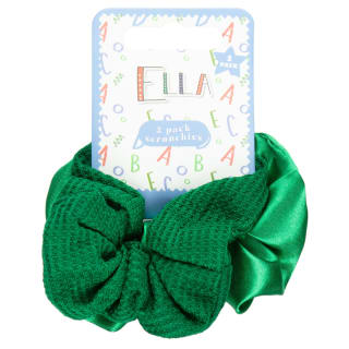 Ella School Hair Accessories Scrunchies 2pk - Green