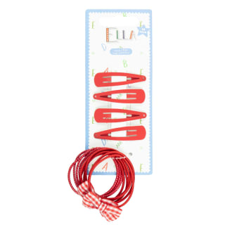 Ella School Hair Accessories Clip & Bow Bobble Set 14pk - Red