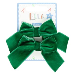 Ella School Hair Accessories Bows 2pk - Green