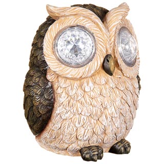 Solar Resin Owl with Crystal Eyes - Brown