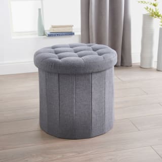 Round Storage Ottoman - Grey