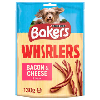 Bakers Whirlers Dog Treat Bacon and Cheese 130g