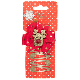 Ella Style at Christmas Reindeer Bow & Clip Set