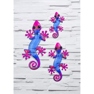 Glass Gecko Wall Art 3pk - Purple
