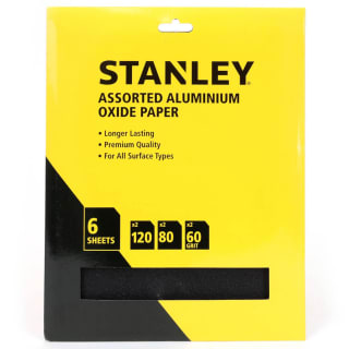 Stanley Aluminium Oxide Sandpaper 6pk - Assorted