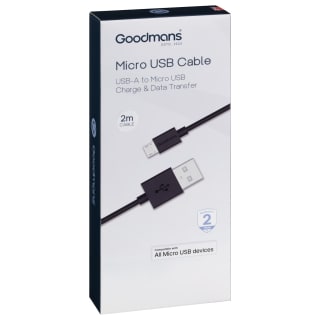 Goodmans Micro USB Charge-Sync Cable 2m - Black