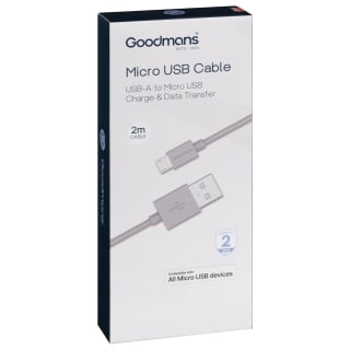 Goodmans Micro USB Charge-Sync Cable 2m - Grey
