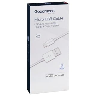 Goodmans Micro USB Charge-Sync Cable 2m - White