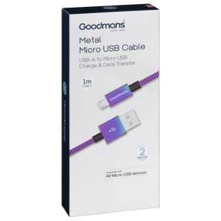 Goodmans Mini USB Metal Charging Cable - Iridescent