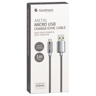 Goodmans Mini USB Metal Charging Cable - Grey