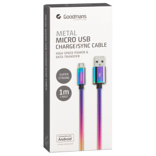 Goodmans Mini USB Metal Charging Cable - Iridescent