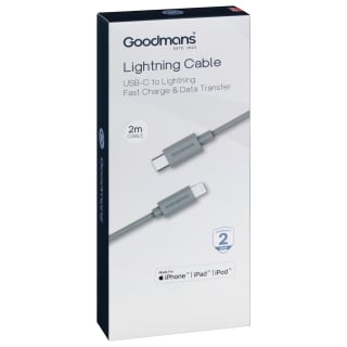 Goodmans Type-C to Lightning Charge & Sync Cable 2m - Grey