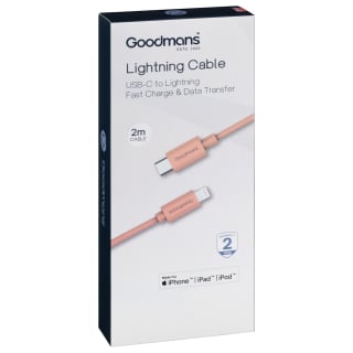 Goodmans Type-C to Lightning Charge & Sync Cable 2m - Pink
