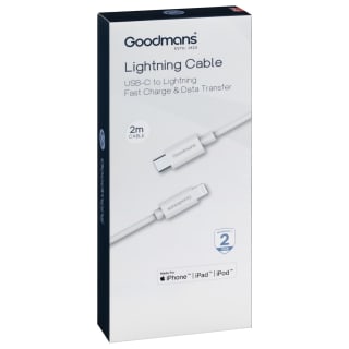Goodmans Type-C to Lightning Charge & Sync Cable 2m - White