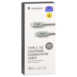 Goodmans Type-C to Lightning Charge & Sync Cable 2m - Grey