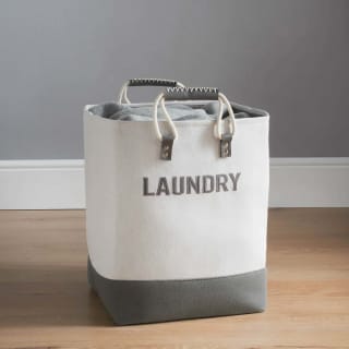 Slogan Laundry Bag with Rope Handles - Grey