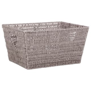 Vannes Heart Cut Out Wicker Basket - Grey