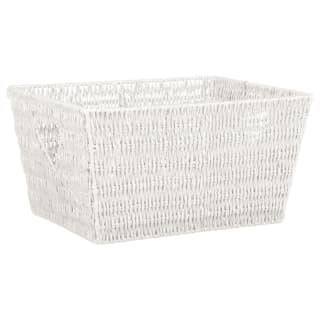 Vannes Heart Cut Out Wicker Basket - White
