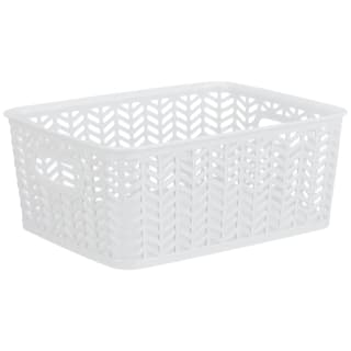 Medium Chevron Plastic Basket - White